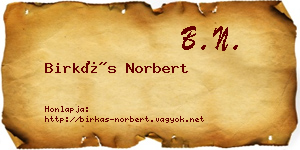 Birkás Norbert névjegykártya